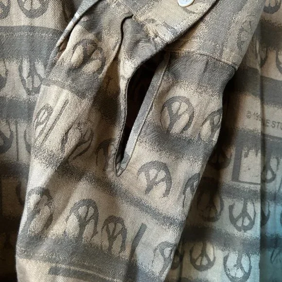 Acne Studios Men's Yellow/Green Peace Long Sleeve Button Up
